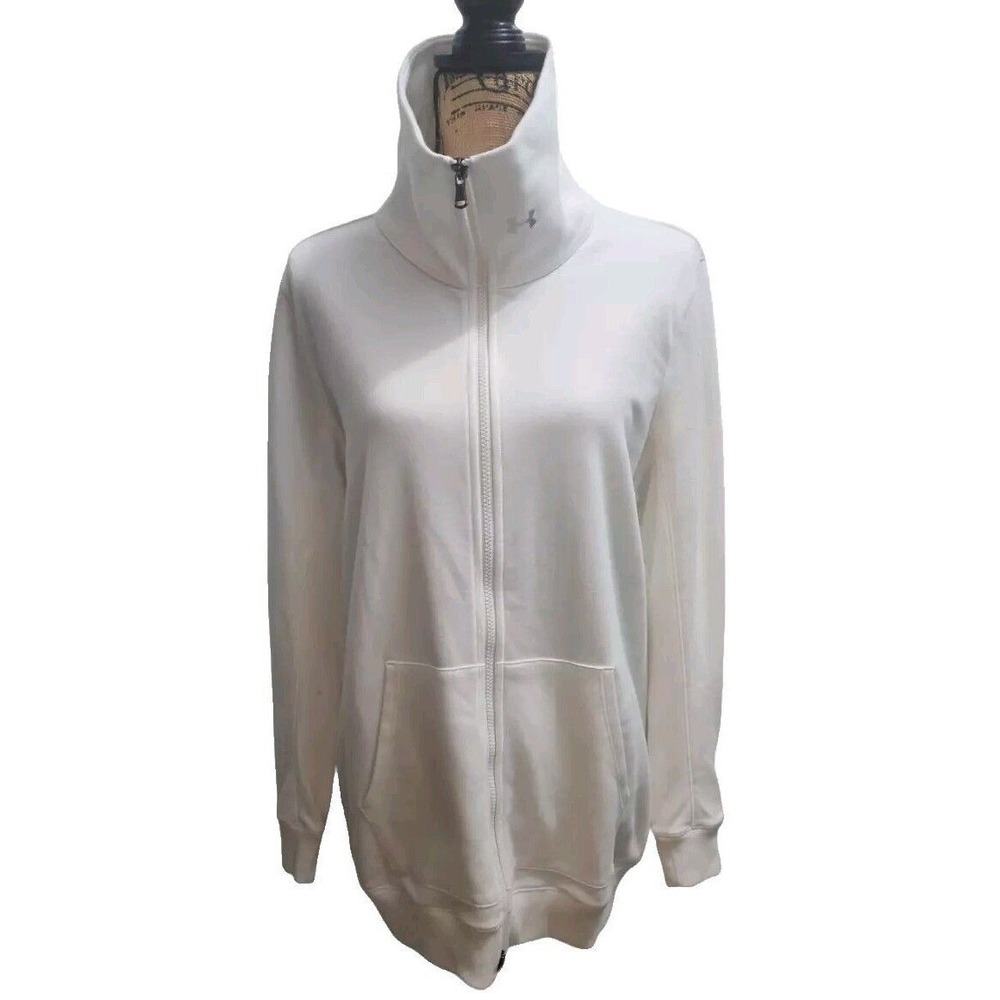 Under Armour Full Zip Jacket Funnel Neck Athletic Warm Up White XL